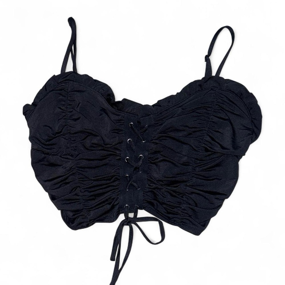 Lux LA Black Lace-Up Crop Top